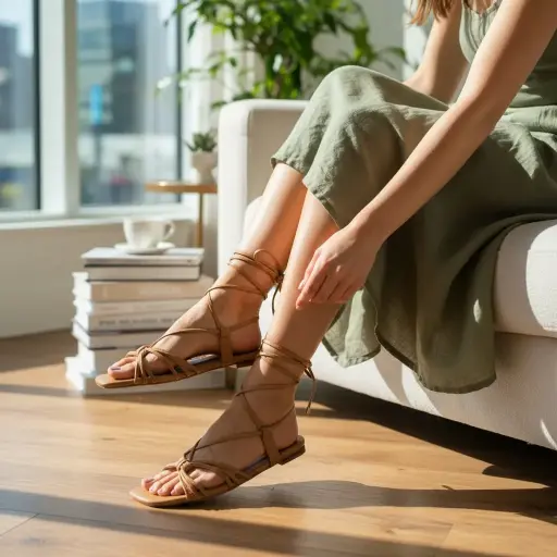 [SAN281] Sandalias marca Fashion estilo romanas Color Arena nude Talla 38.5