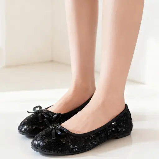 [SAN291]  Flats Marca Shoes Con Lentejuelas negras Talla 38