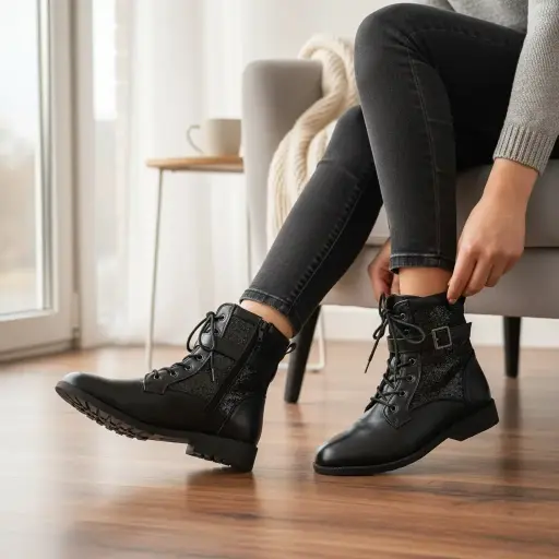 [SAN326] Botines marca CRB girl Color Negro con glitter Talla 35