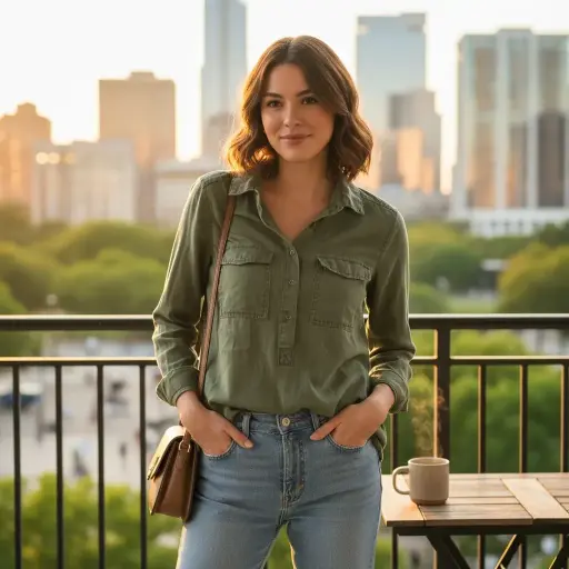 [ROP-279] Blusa Color Verde Marca Sharagano Talla S	 