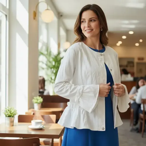 [ROP-298] Saco Color Blanco Marca Kate & Mallory Talla L		 