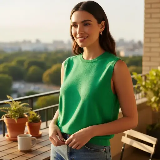 [ROP-314] Blusa Color Verde Marca J.Crew Talla XL	 