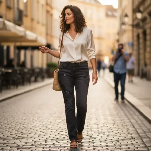 [ROP-321] Pantalón Color Negro Marca Ralph Lauren Talla 8		 