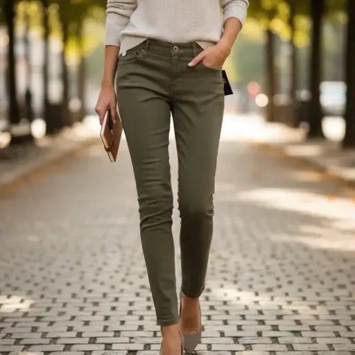 [ROP-322] Pantalón Color Verde Marca H & M Talla 12	 