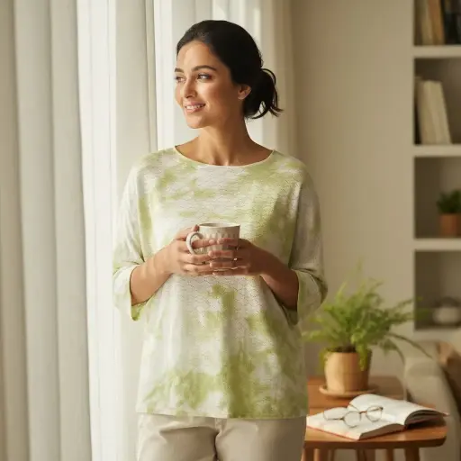 [ROP-364] Blusa Color Verde con blanco  Marca Catherine Malandrino Talla S			 