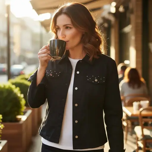 [ROP-382] Chumpa Color Negro Marca Jane Ashley Talla 2XL		 