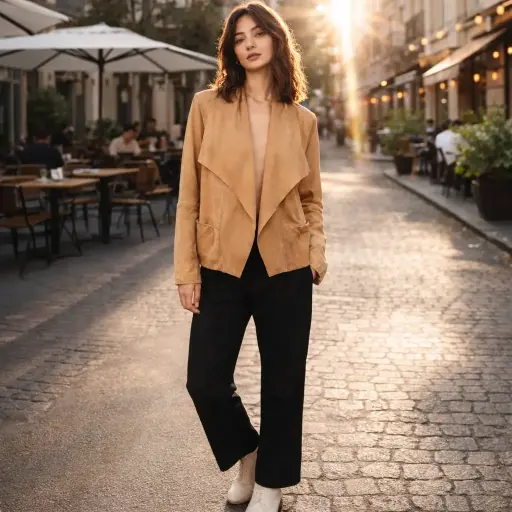 [ROP-399] Chumpa Color Café claro Marca Max  Studio Talla L		 