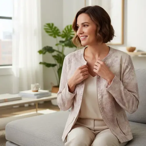 [ROP-404] Chumpa Color Beige con café  Marca Cato Woman Talla XL		 