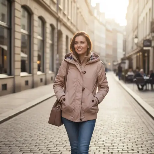 [ROP-405] Chumpa Color Beige claro Marca Papaya Talla L		 