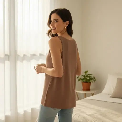 [ROP-478] Blusa Color Café cedar Marca Boston Proper Talla M 			