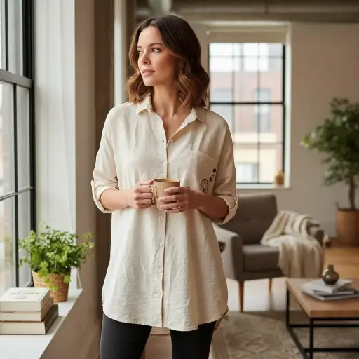 [ROP-483] Blusa Color Beige  Marca Neomod Talla XL (Oversize) 			