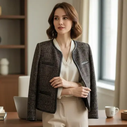 [ROP-507] Saco Color Café brillante Marca Eru Talla M			